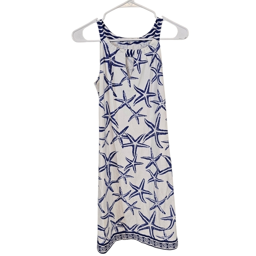 Barbara Gerwit Starfish Novelty Print Vacation Resortwear Nautical Dress